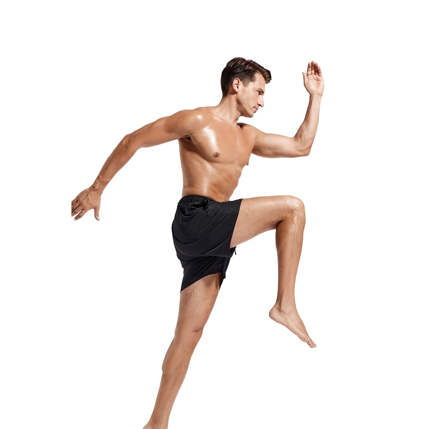 Men's Classic Black Tan Through Swim Trunks - No Tan Lines, Quick-Dry Beach Shorts - SunKissed