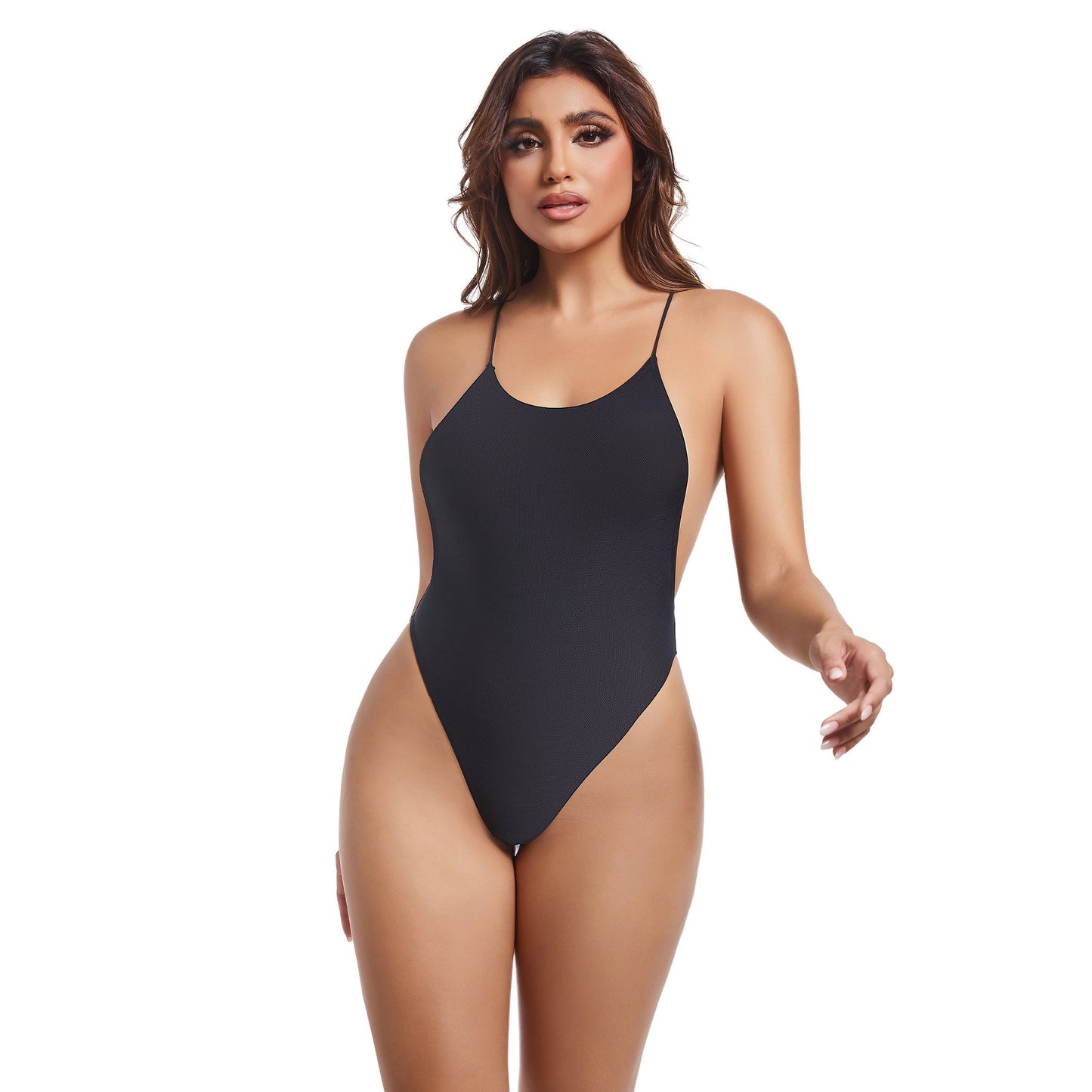 Women’s Black Tan Through Swimwear - Sun-Permeable Halter Bikini & High Cut One Piece - SunKissed
