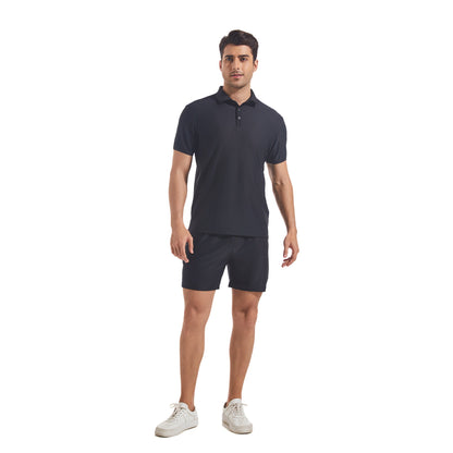Men's Tan Through Black Polo Shirt & Shorts - Sun-Permeable Technology for an All-Over Tan - SunKissed