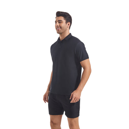 Men's Tan Through Black Polo Shirt & Shorts - Sun-Permeable Technology for an All-Over Tan - SunKissed