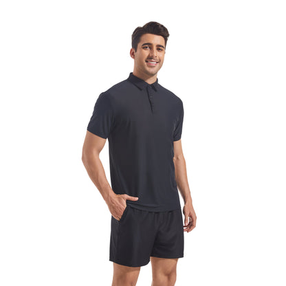 Men's Tan Through Black Polo Shirt & Shorts - Sun-Permeable Technology for an All-Over Tan - SunKissed