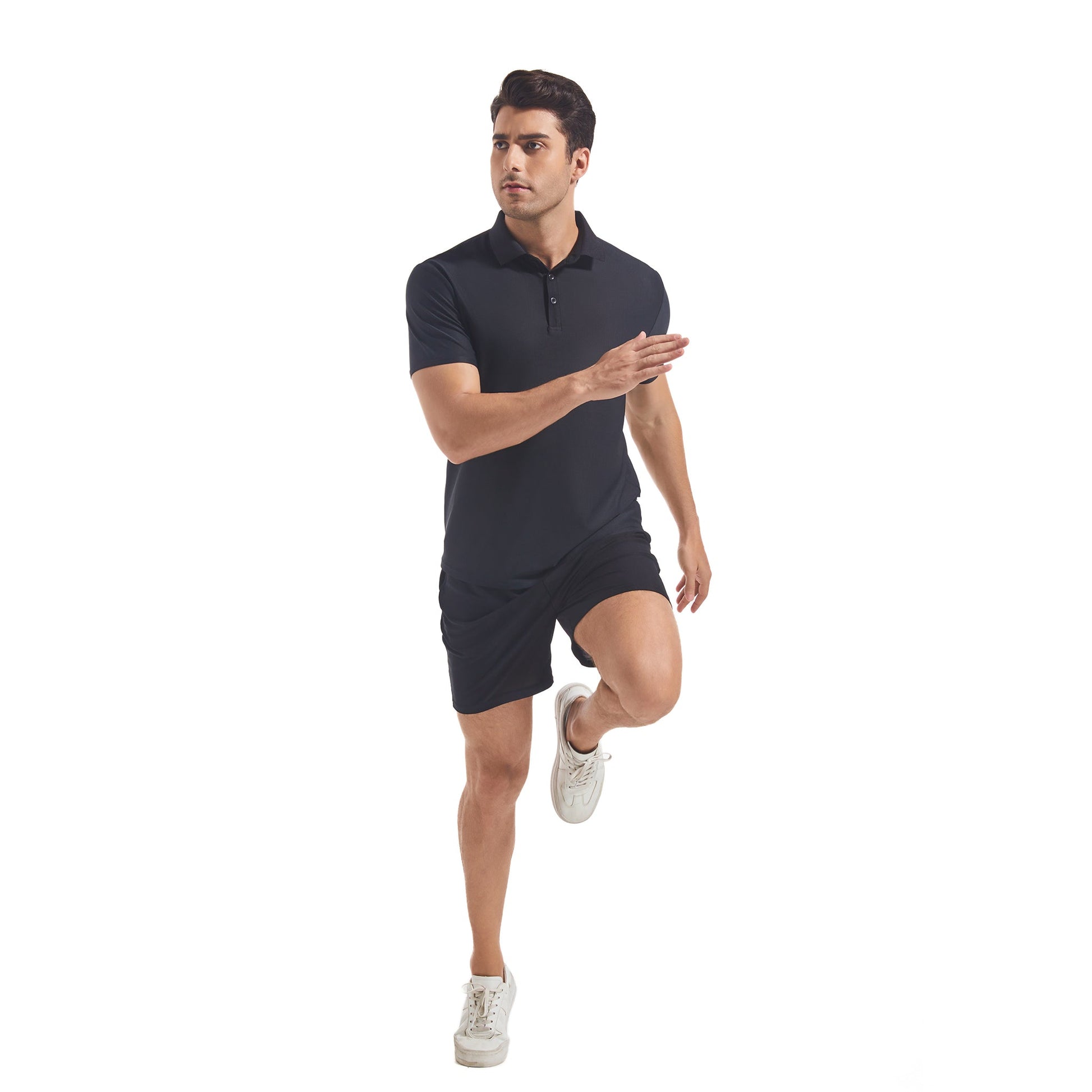 Men's Tan Through Black Polo Shirt & Shorts - Sun-Permeable Technology for an All-Over Tan - SunKissed