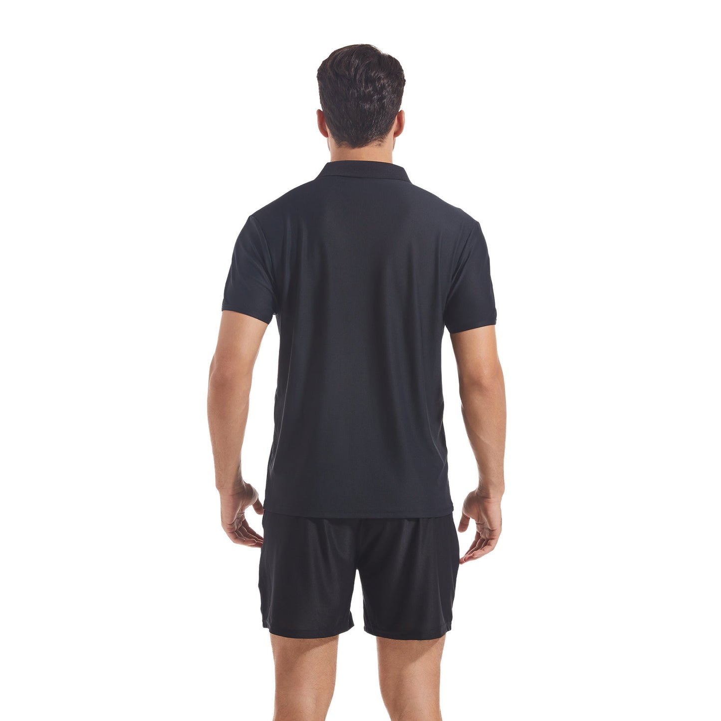 Men's Tan Through Black Polo Shirt & Shorts - Sun-Permeable Technology for an All-Over Tan - SunKissed