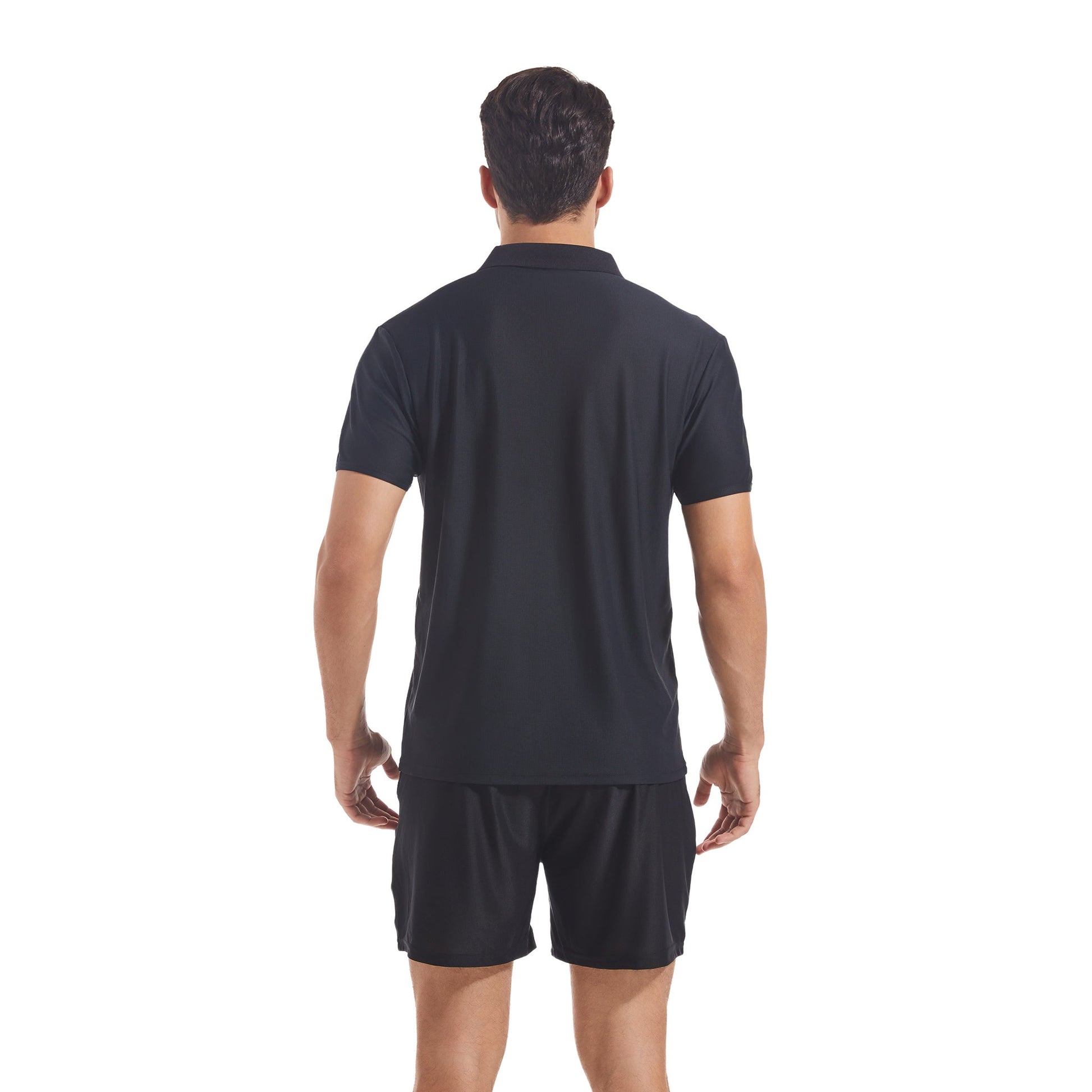 Men's Tan Through Black Polo Shirt & Shorts - Sun-Permeable Technology for an All-Over Tan - SunKissed