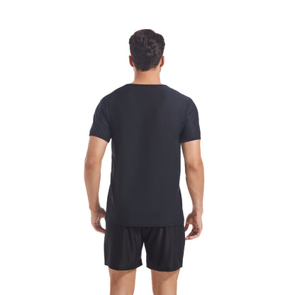 Men's Tan Through Black V-Neck T-Shirt & Shorts | UV-Permeable Fabric for Even Tanning - SunKissed