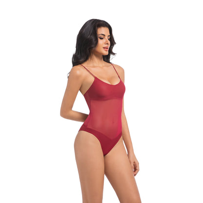 Tan Through Burgundy One-Piece Swimsuit Red – Flattering & Breathable - SunKissed