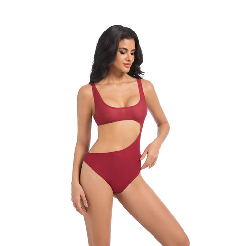 Tan Through Cutout One-Piece Swimsuit Red – Sexy, Quick Dry & Breathable - SunKissed