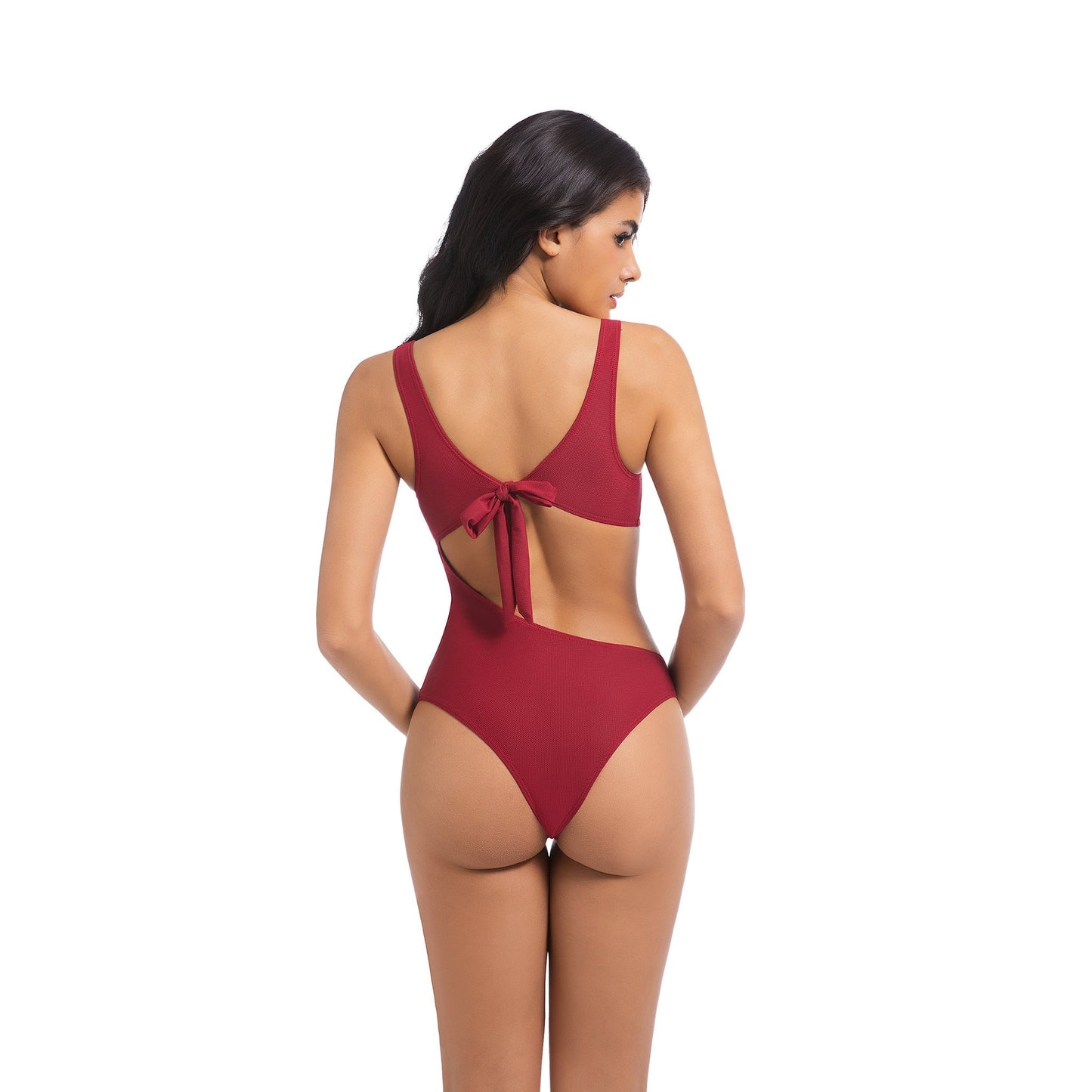 Tan Through Cutout One-Piece Swimsuit Red – Sexy, Quick Dry & Breathable - SunKissed