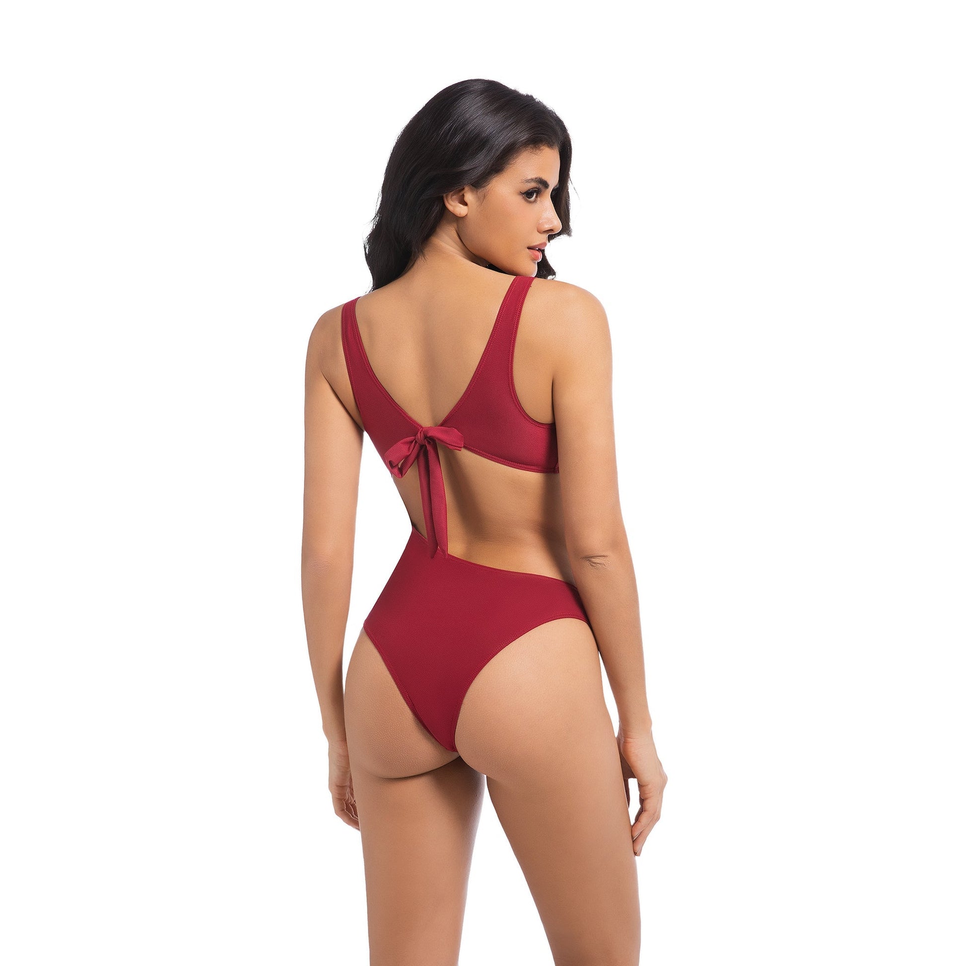Tan Through Cutout One-Piece Swimsuit Red – Sexy, Quick Dry & Breathable - SunKissed
