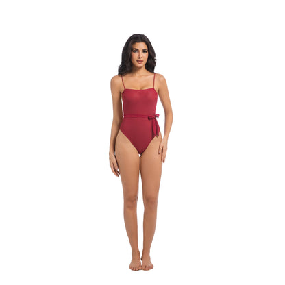 Tan Through One Piece Swimsuit Red – Quick Dry, Breathable & Seamless Tan - SunKissed