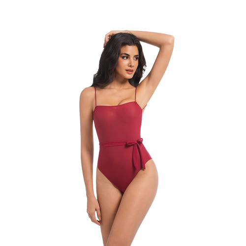 Tan Through One Piece Swimsuit Red – Quick Dry, Breathable & Seamless Tan - SunKissed