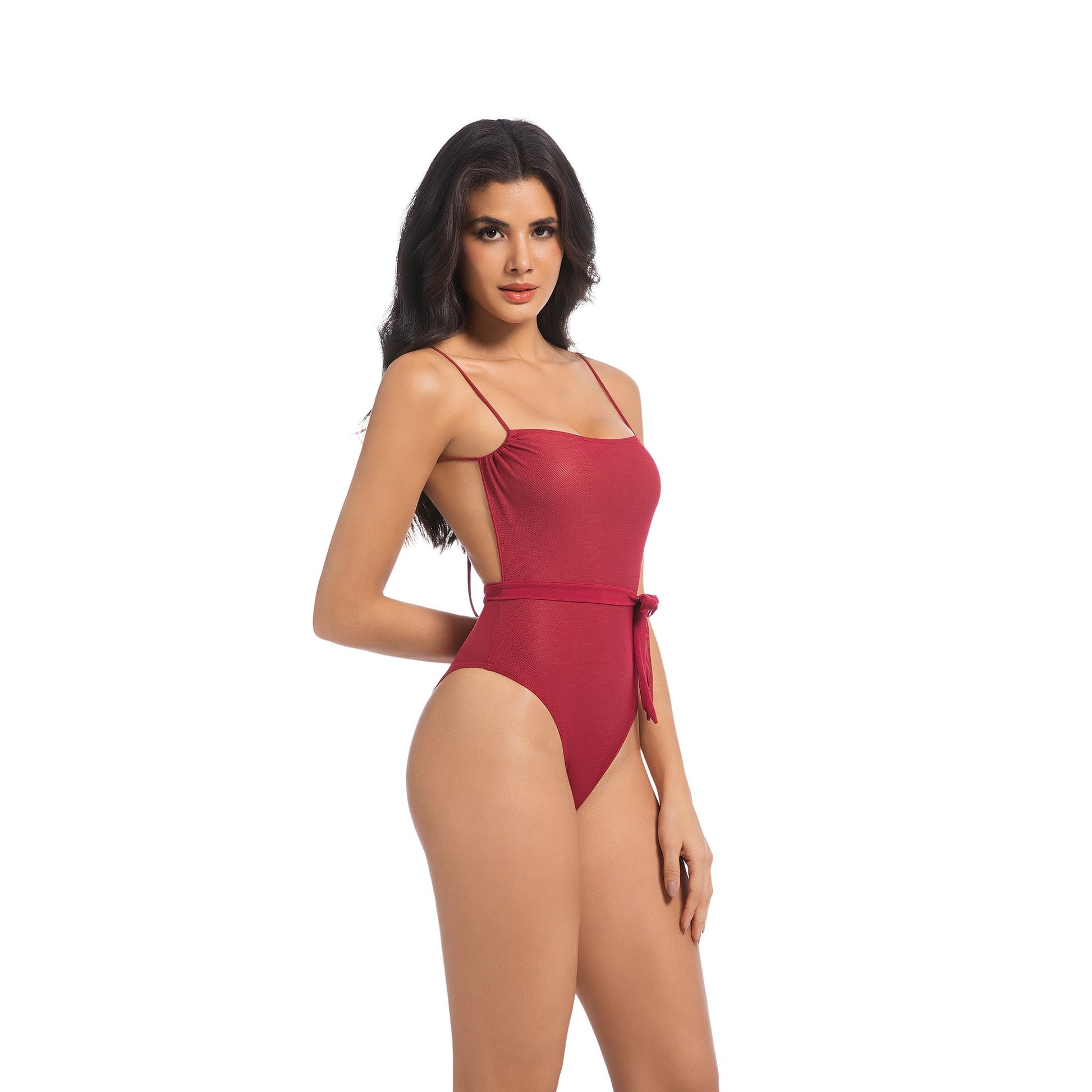 Tan Through One Piece Swimsuit Red – Quick Dry, Breathable & Seamless Tan - SunKissed