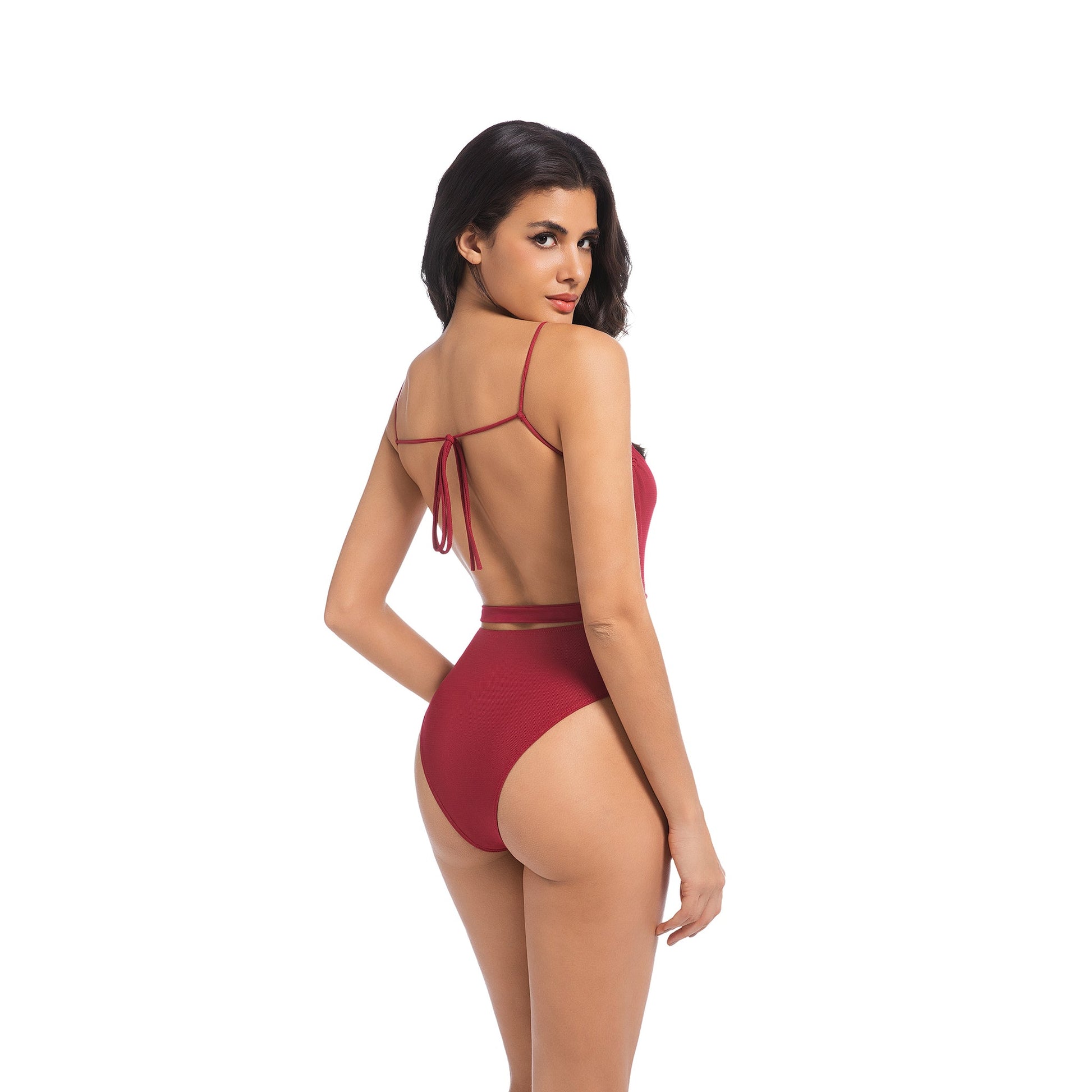 Tan Through One Piece Swimsuit Red – Quick Dry, Breathable & Seamless Tan - SunKissed