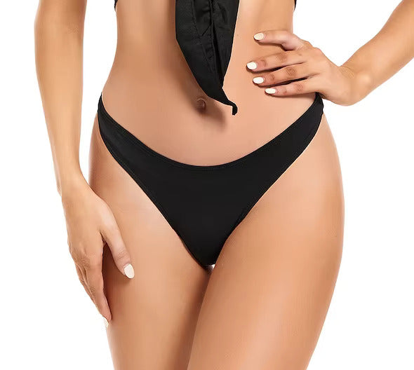 Sexy Tan Through Bikini Swimwear Bow Tie Bathing Suit Beachwear Black - SunKissed