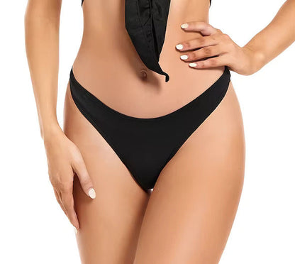 Sexy Tan Through Bikini Swimwear Bow Tie Bathing Suit Beachwear Black - SunKissed